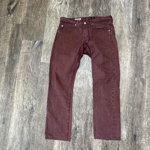 AG ADRIANO GOLDSCHMIED The Matchbox Slim Straight Maroon Jeans 31